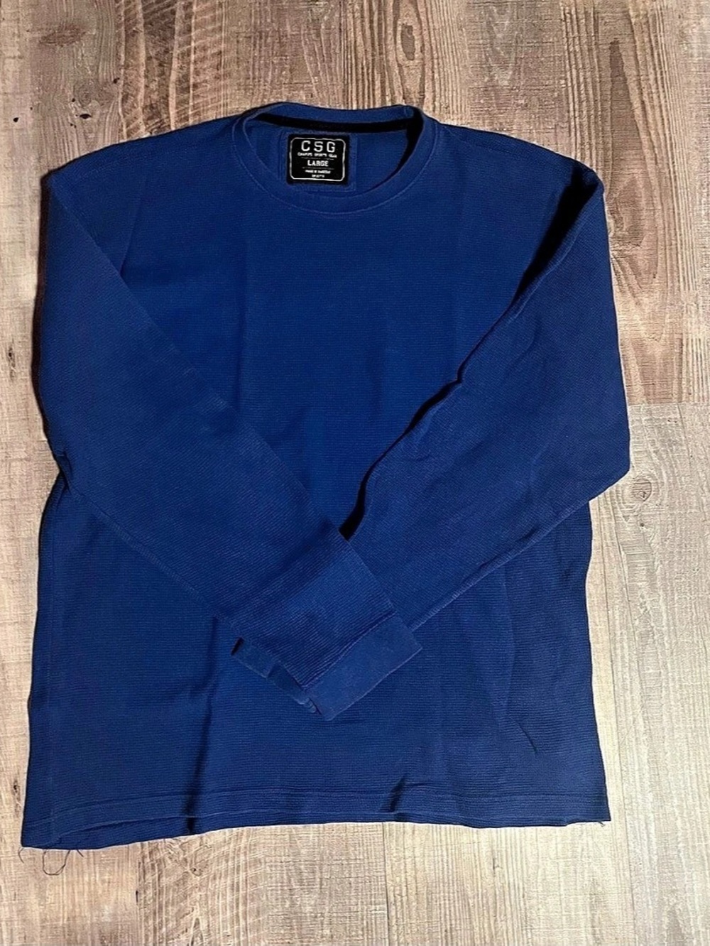CSG Thermal Long Sleeve T-Shirt Men's Tee Size Large Blue